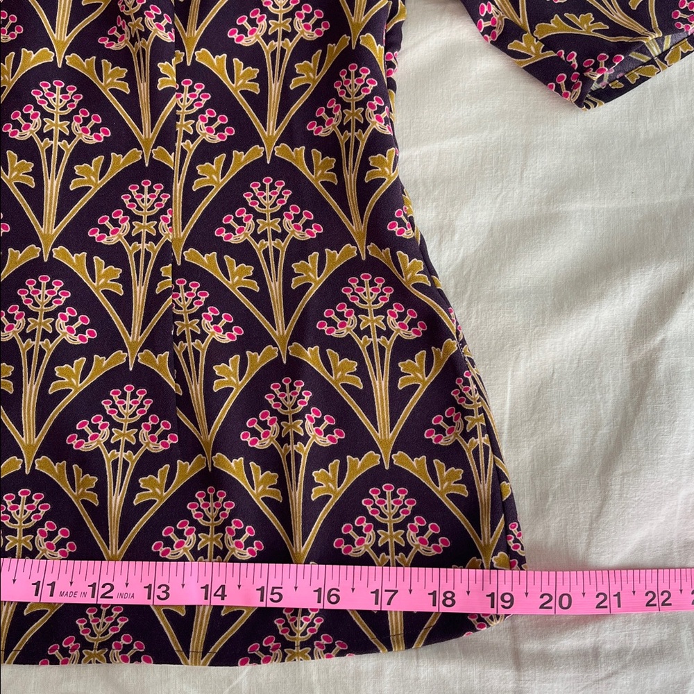 Boden• Purple & Gold Olive Branch Blouse• Sz 6 - Picture 14 of 16